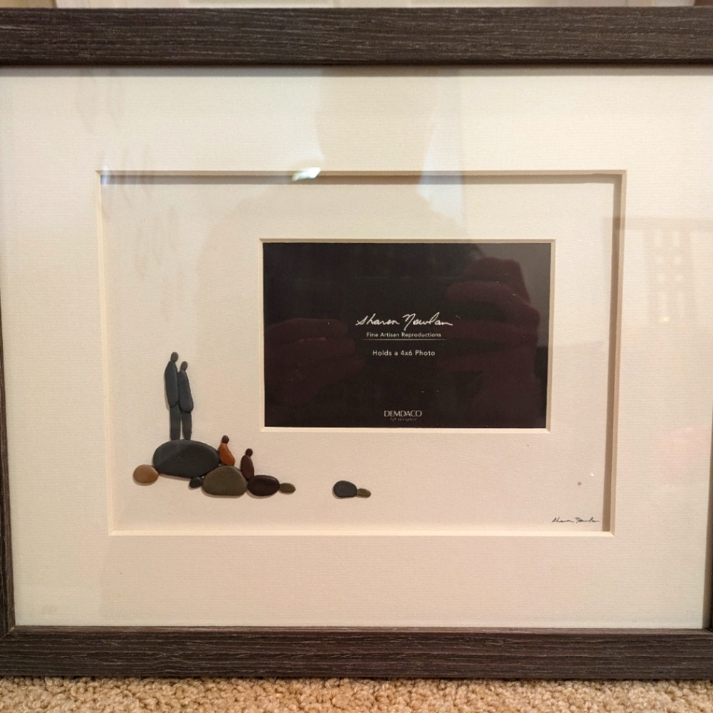 Sharon Nowlan "Four of Us" pebble art frame
